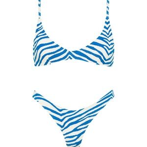 Triangl Blue and White Zebra Print Bikini